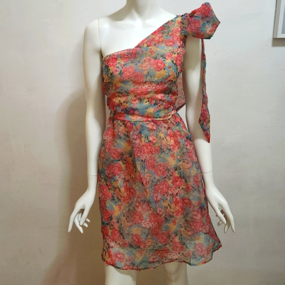 🩷CHIFFON FLORAL ONE-SHOULDER DRESS👗